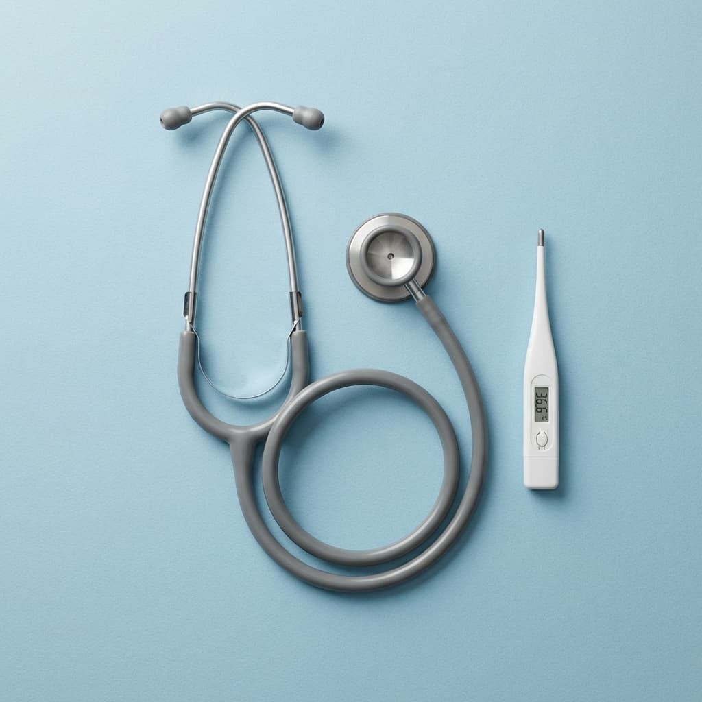 Stethoscope and thermometer